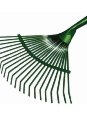 Metallic green leaf fan rake with 22 teeth new
