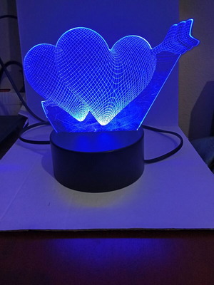 Heart lamp with arrow like new, blue light