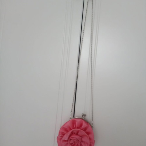 Pink satin shoulder bag new with detachable chain