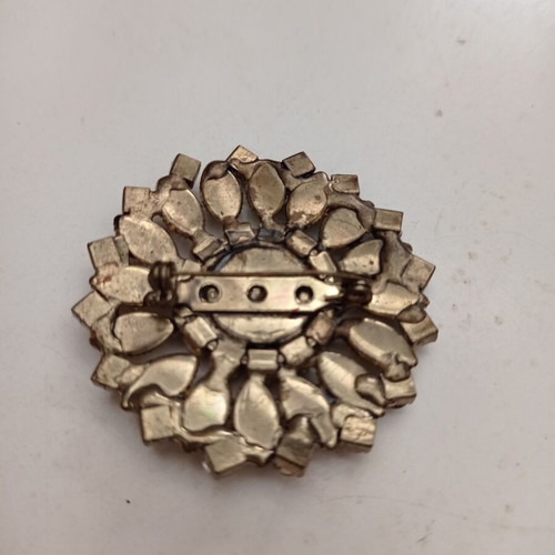 Vintage women's bronze brooch with stones in brown shades used