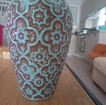 Vase, brown and light blue