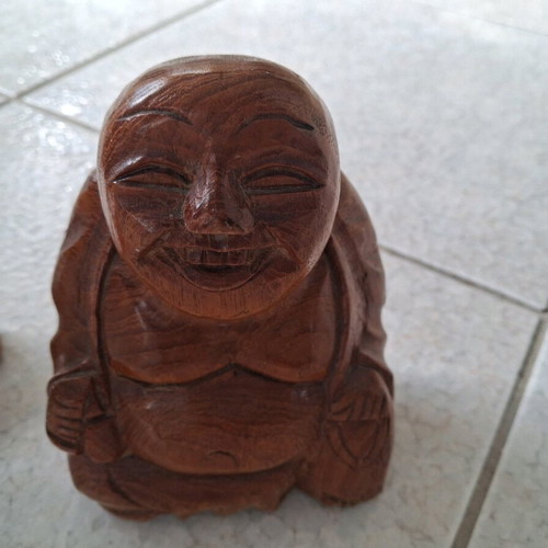 Vintage wooden vase and two wooden figures like new