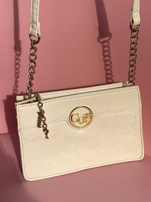 Guess small crossbody bag used, white with minor wear