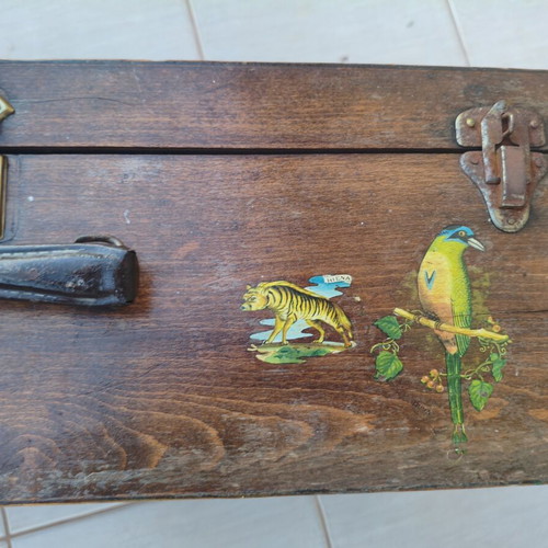 Wooden Vintage Suitcase used with metal clasps 70x40x30 cm