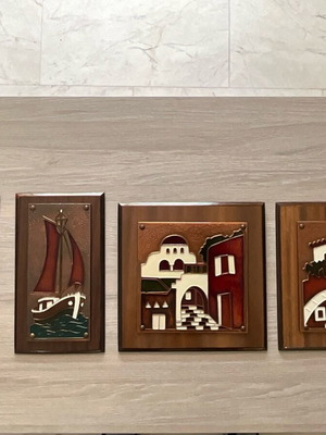 Vintage AETHRA Ceramic Wall Panels set of 4 used, mid-century 1960s-70s