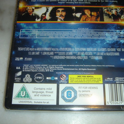 Hook Steelbook Blu-Ray καινούργιο, ελληνικοί υπότιτλοι, UK edition