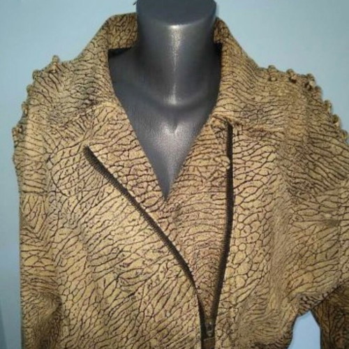 Rock leather jacket in leopard print made of natural nubuck used