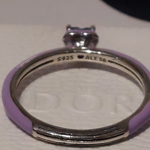 Pandora ring new, purple enamel with heart zircon