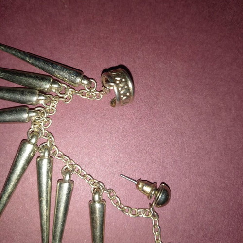 Gothic faux bijou earring gold new with spikes