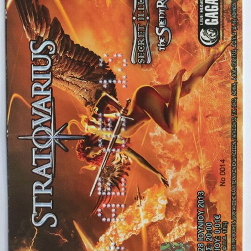 Stratovarius ticket like new, 28/6/2013