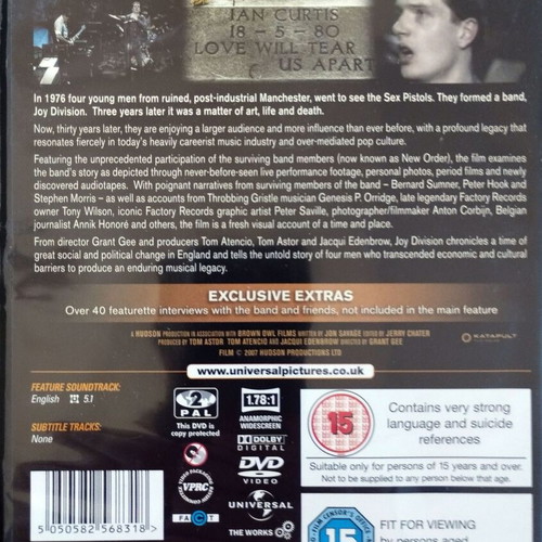 Joy Division DVD like new, documentary with subtitles