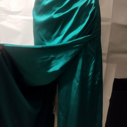 Evening dress bu Irene Angelopoulos satin green size S new