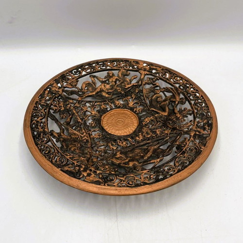 Victorian Decorative Cast Iron Plate like new with Mythological Scenes