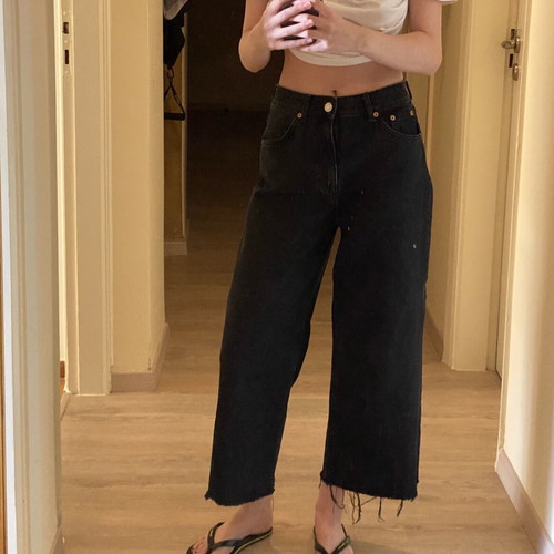 Pull & Bear black high waisted culotte jeans