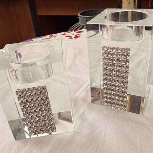 Set of two candle holders for tealights like new, heavy and shiny