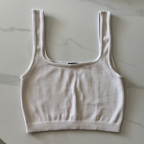 Zara λευκό τοπ σαν καινούργιο, ριπ ύφασμα, ελαστική εφαρμογή XS-S έως M