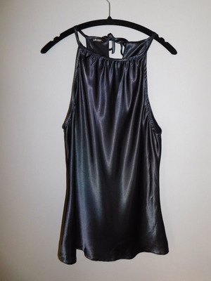 Gianni Rodini satin sleeveless blouse used, size Medium, blue