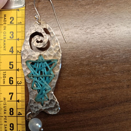 Silver 925 handmade earrings like new with wax thread