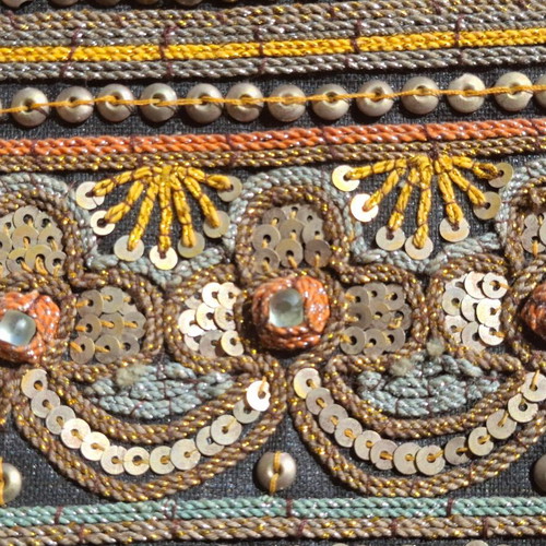 Vintage Burmese Kalaga Tapestry 92x137cm embroidered wall hanging used