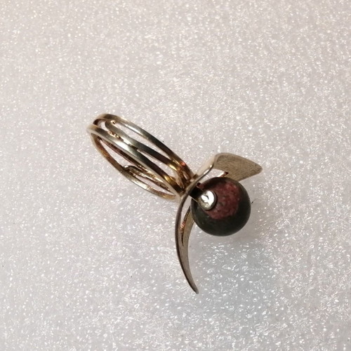 Silver ring 925 with semiprecious jasper stone, 24kt gold plated, new