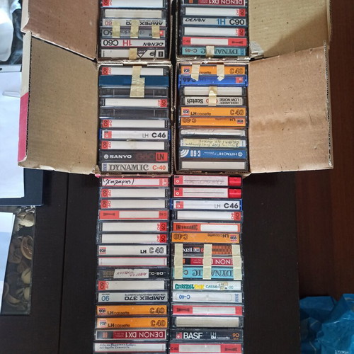Cassette tapes used, pack of 74, recorded or for re-recording