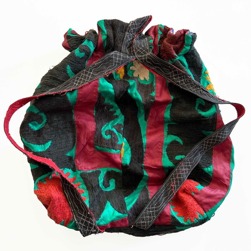 Backpack used, colorful fabric with embroidery from Uzbekistan