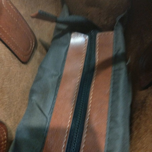 Synthetic leather bag tan brown hand and shoulder new
