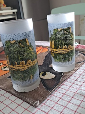 Collectible water glass with Samiou painting like new