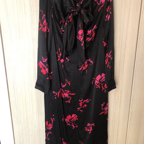 Ganni bow-tie viscose dress size 38 like new, black