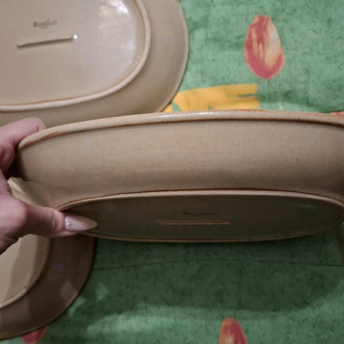 Porcelain plates used, pack of 3, dark beige