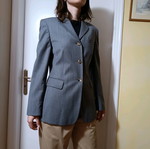 Windsor wool jacket gray turquoise medium like new
