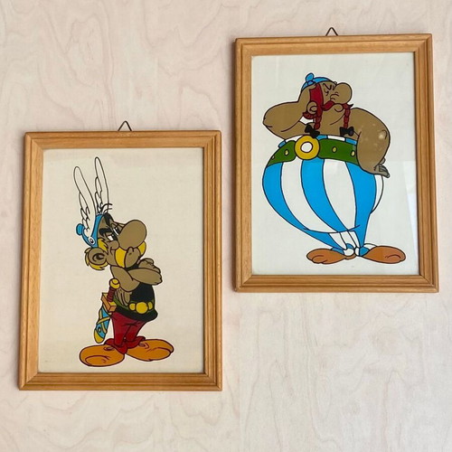 Set of 2 vintage Asterix and Obelix decorative frames used