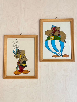 Set of 2 vintage Asterix and Obelix decorative frames used