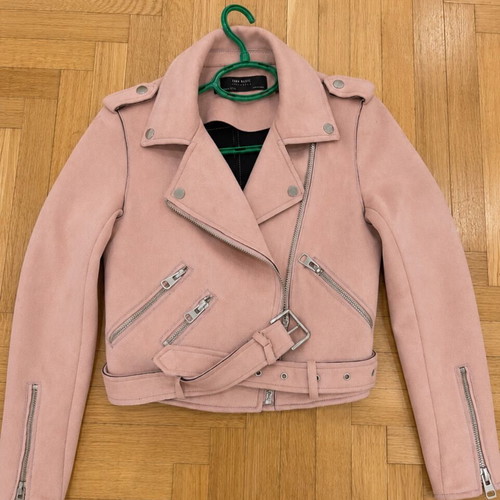 Zara Basic Limited Edition pink suede biker jacket, size XS