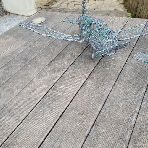 Handmade Industrial Wire Airplane Sculpture like new