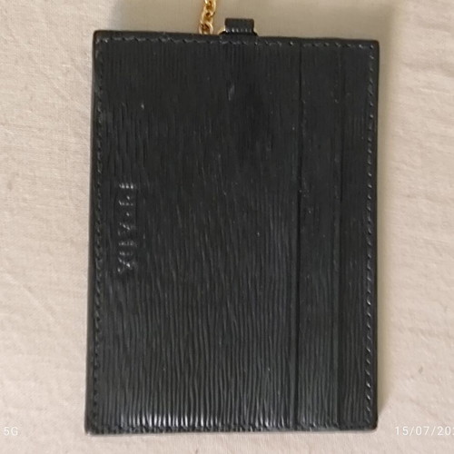 Prada Unisex Leather Card Holder With Chain Like New, Black