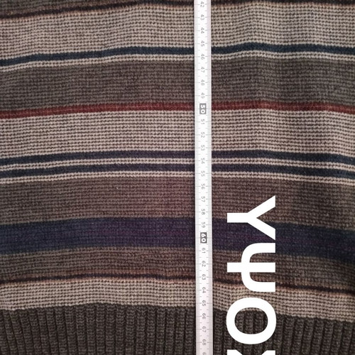 Men's striped wool sweater size L like new, gray and brown