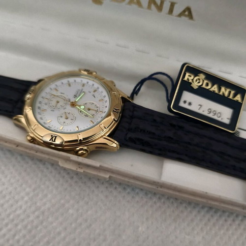 Ρολόι Rodania χρονογράφος με αλαρμ ροζέ χρυσό unisex καινούργιο 40μμ