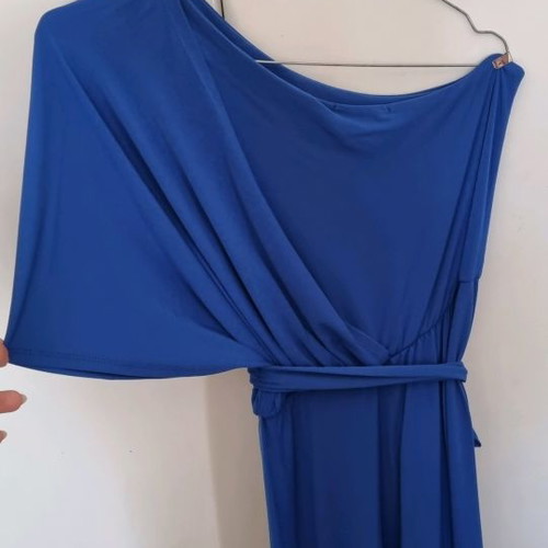 Maxi formal dress with one shoulder size M used, blue