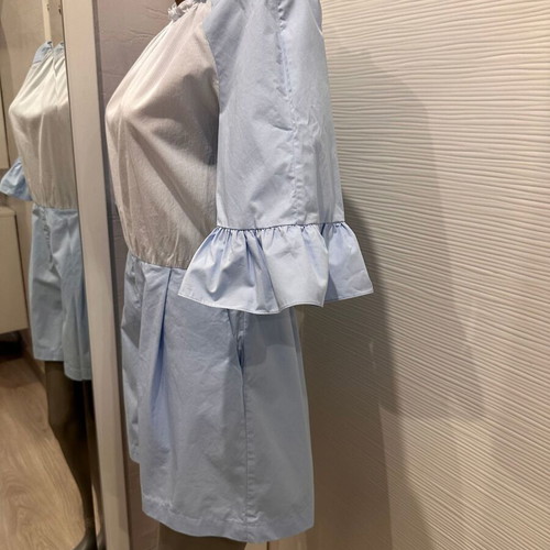 Sandro Paris jumpsuit cotton like new, size 40, white and blue