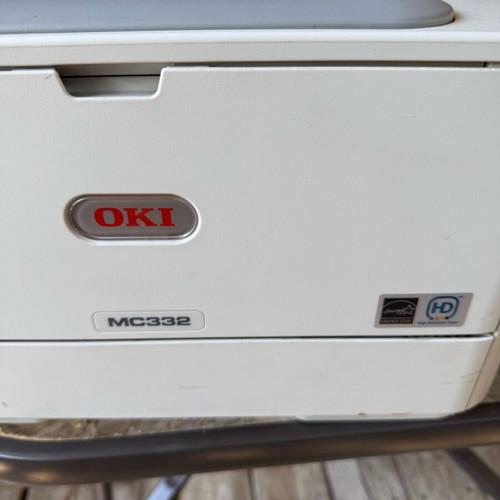 OKI MC332 multifunction printer used, print, scan, copy, fax