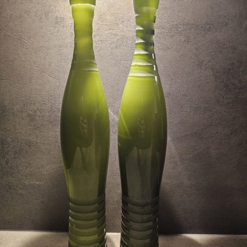 Leonardo glass vases set of 2, 40cm, like new, olive green