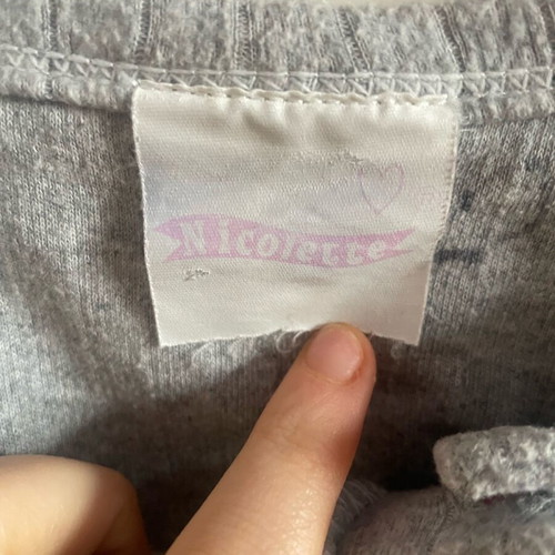 Children's pajama set used, gray and pink, age 12-14