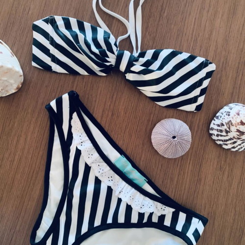 City Angels bikini, strapless top, black and white