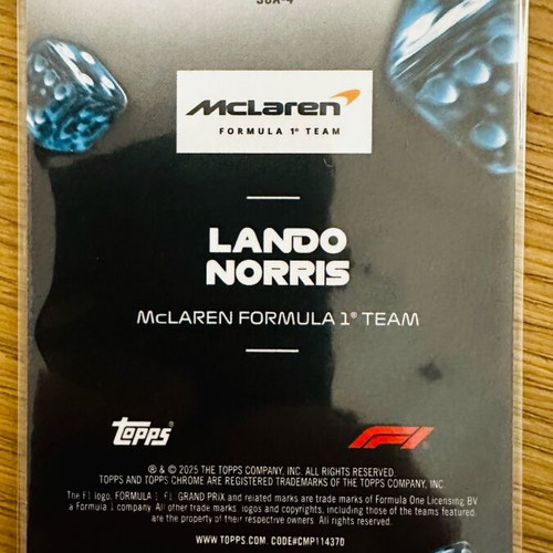 Lando Norris Ace of Trades Topps Chrome F1 2025 card like new