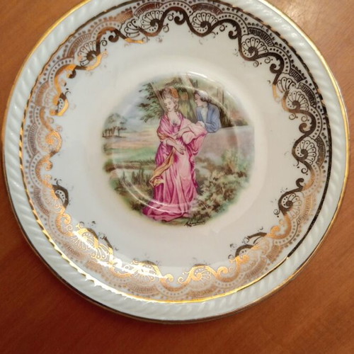Winterling Bavaria vintage set of 6 coffee plates with Fragonard design