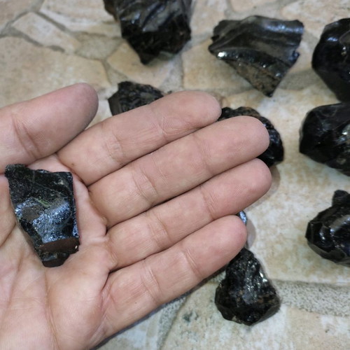 Black Obsidian used, pack all together, volcanic glass