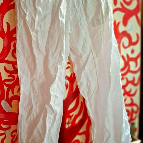 Mama Conti white linen maternity pants, size M