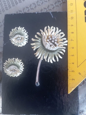 Vintage pin set with clips and small crystals