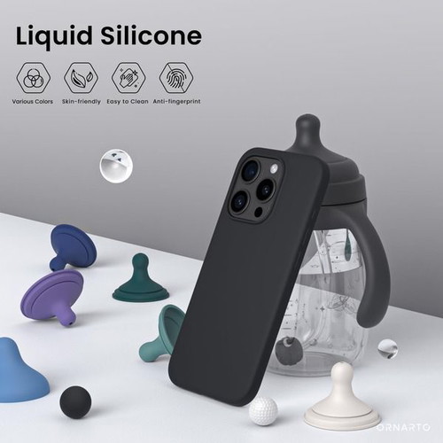 ORNARTO silicone case for iPhone 15 Pro 6.1 inch, black
